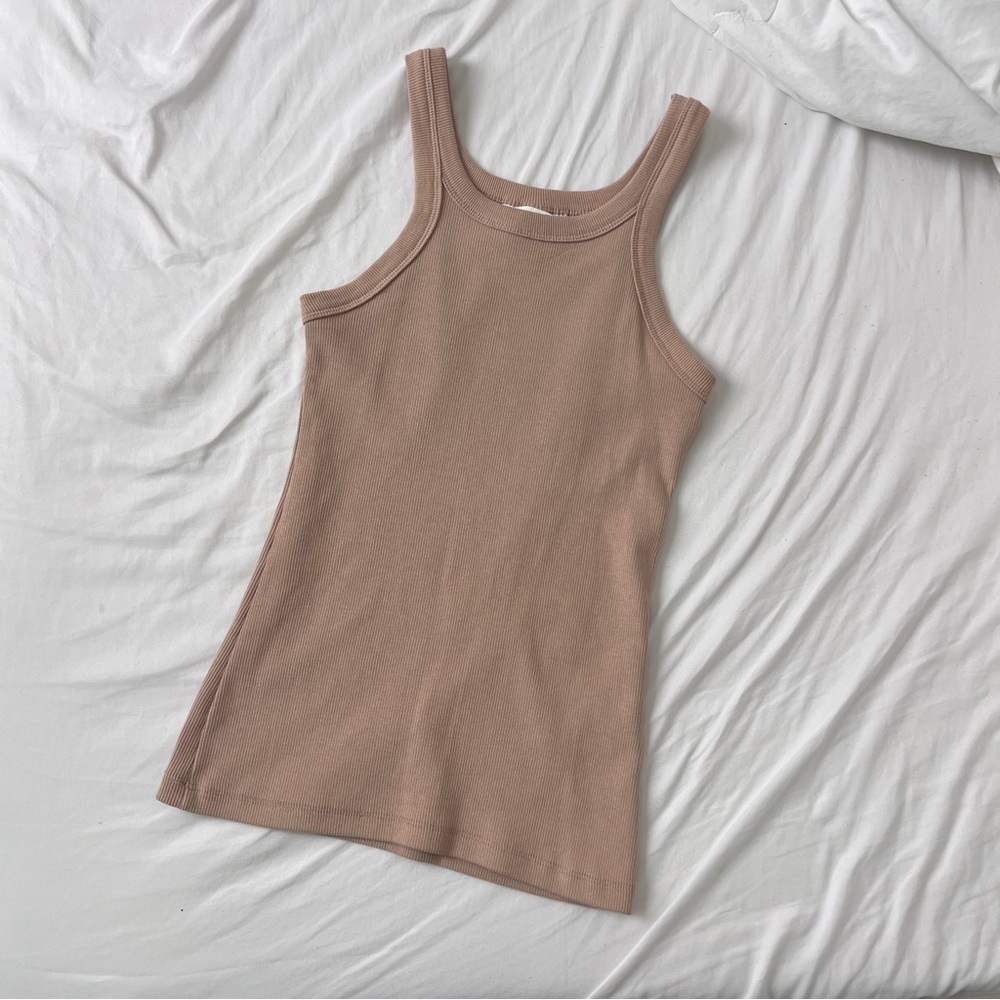 H&M beige cotton ribbed tank top